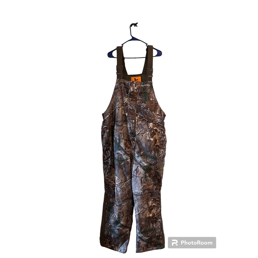 Field & Stream Camo Bib Overalls Adjustable Mens Size 2XL Mossy Oak Insulated